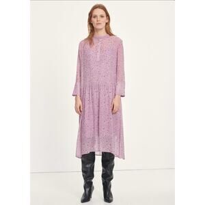 Samsoe Samsoe Elm Pintuck Pleated Chiffon Shirt Dress Wisteria Purple S
